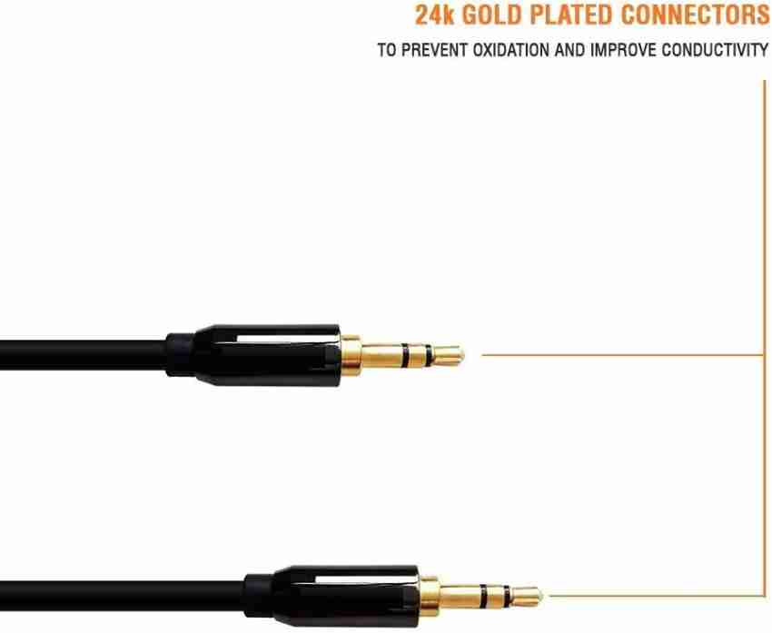 capnicks AUX Cable 3 m 3M Long audio cable with 3.5mm gold plated jack for  speakers, cars etc. (Male to Male) Assorted Colours - capnicks 