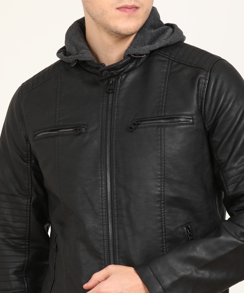 Mens levi leather hot sale jacket with hood