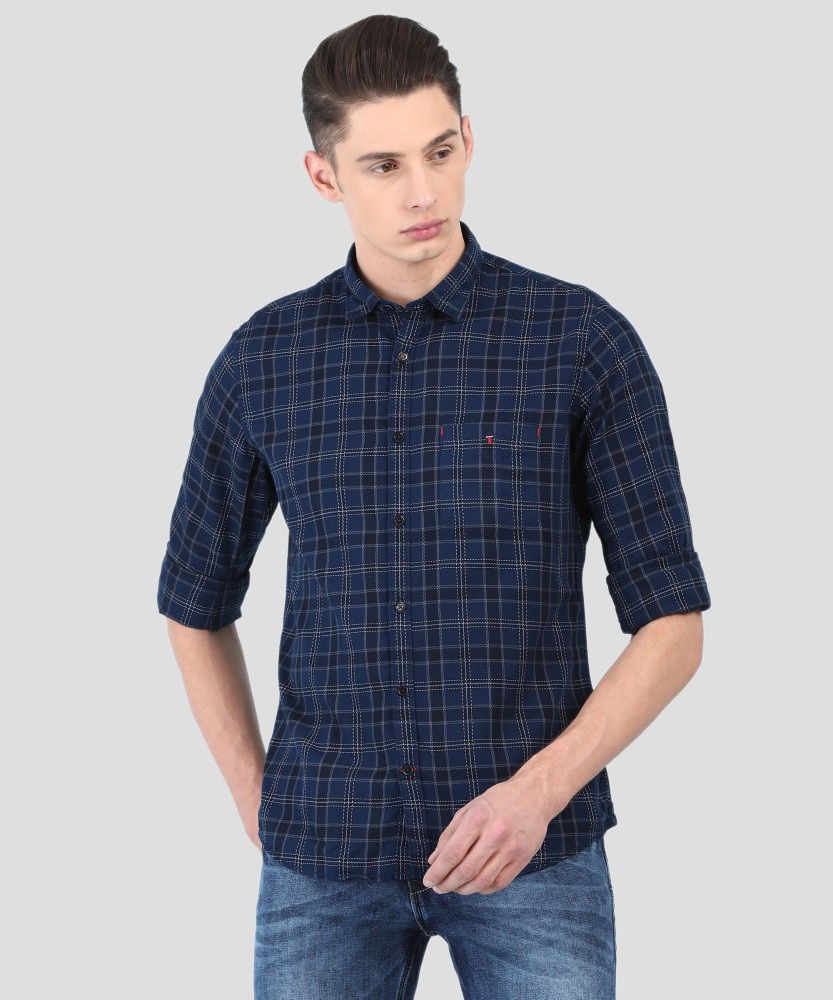LOUIS PHILIPPE Men Checkered Casual Dark Blue Shirt - Buy LOUIS PHILIPPE  Men Checkered Casual Dark Blue Shirt Online at Best Prices in India