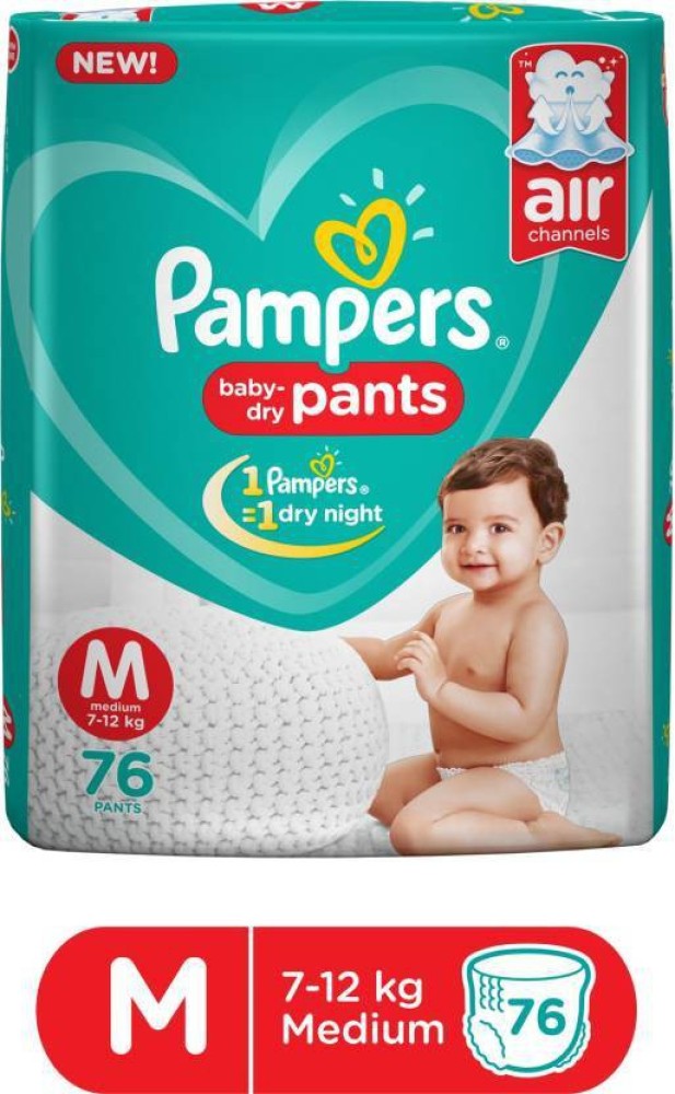 Pampers Active Baby Taped Diapers  New Born 72 Pieces  M  Buy 76 Pampers  Pant Diapers for babies weighing  12 Kg  Flipkartcom