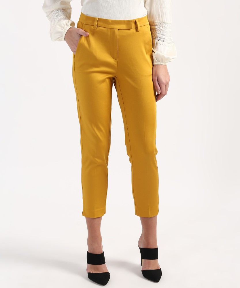 Buy Marks  Spencer Women Beige Tapered Fit Solid Cropped Trousers   Trousers for Women 9357687  Myntra
