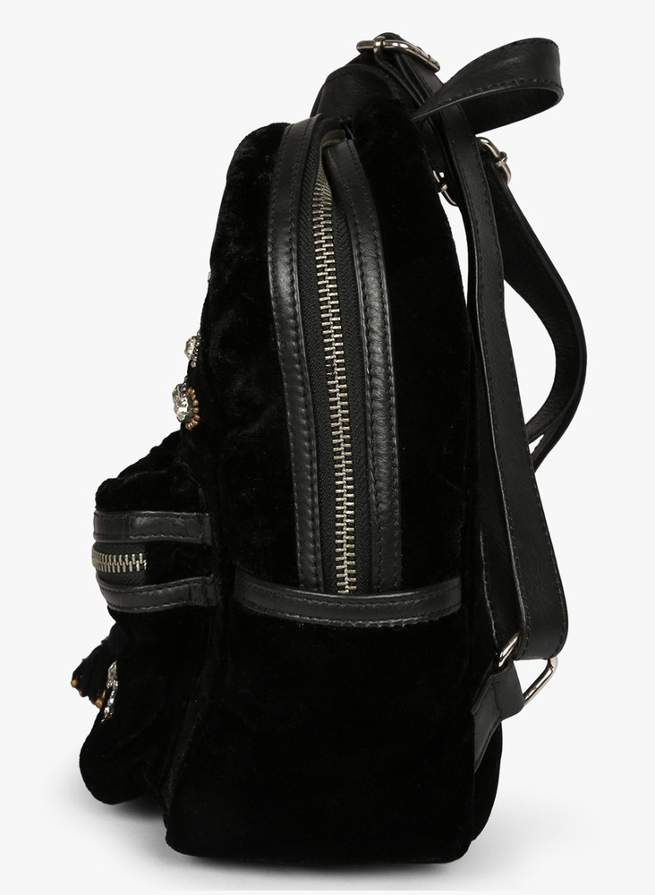 Flipkart JL Collections Velvet Black Fancy Backpack for Girls Backpack Backpack