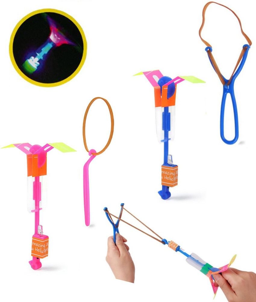 Simple Days Flying Toy LED Sling Shot Arrow Rocket Helicopter Outdoor Flying Toy Set of 2 Flying Toy LED Sling Shot Arrow Rocket Helicopter Outdoor Flying Toy Set of