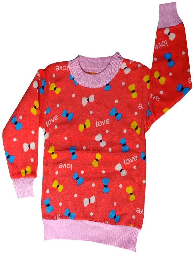 Flipkart Sweety new fashion woolen Boys Girls Floral Print Wool Blend Regular T Shirt Round Neck