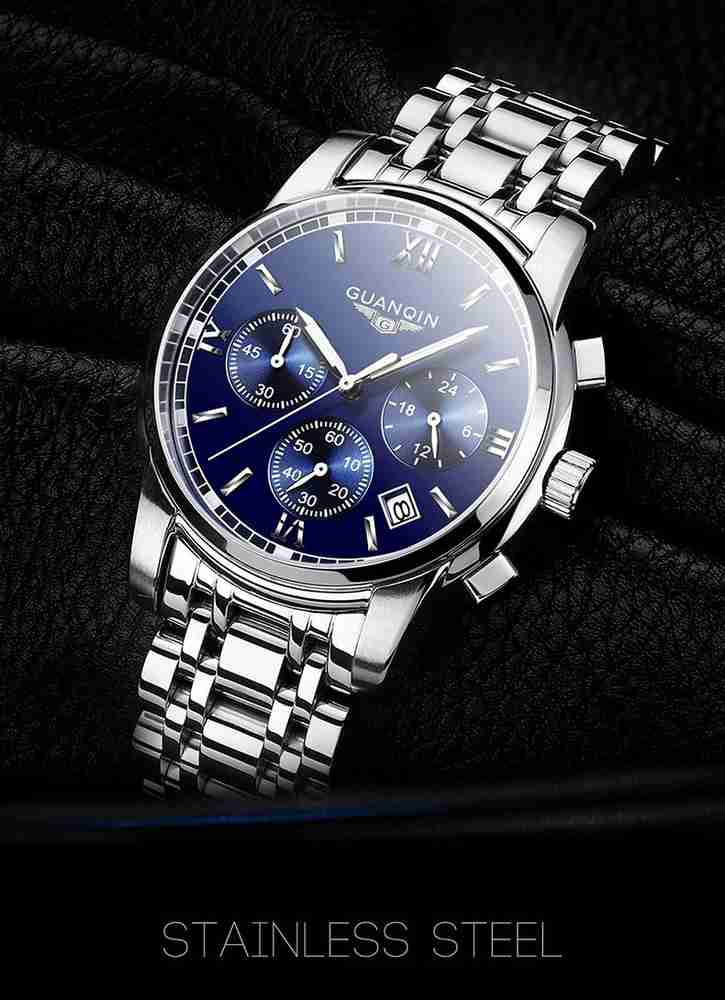 GUANQIN Smart Analog Watch For Men Buy GUANQIN Smart Analog Watch For Men Blue Chronograph Japanese Movement with Sapphire Crystal Luxury Online at Best Prices in India Flipkart
