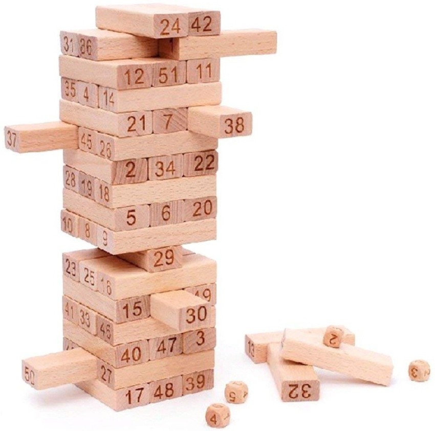 Let's play kids with Number building blocks. Wooden Jenga Game. Count to  51. 