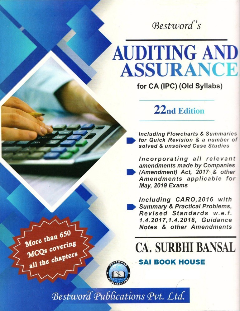 Bestword's Auditing And Assurance For CA(IPC) (Old Syllabus) 22nd Edition  By CA. Surbhi Bansal: Buy Bestword's Auditing And Assurance For CA(IPC)  (Old Syllabus) 22nd Edition By CA. Surbhi Bansal by CA. Surbhi