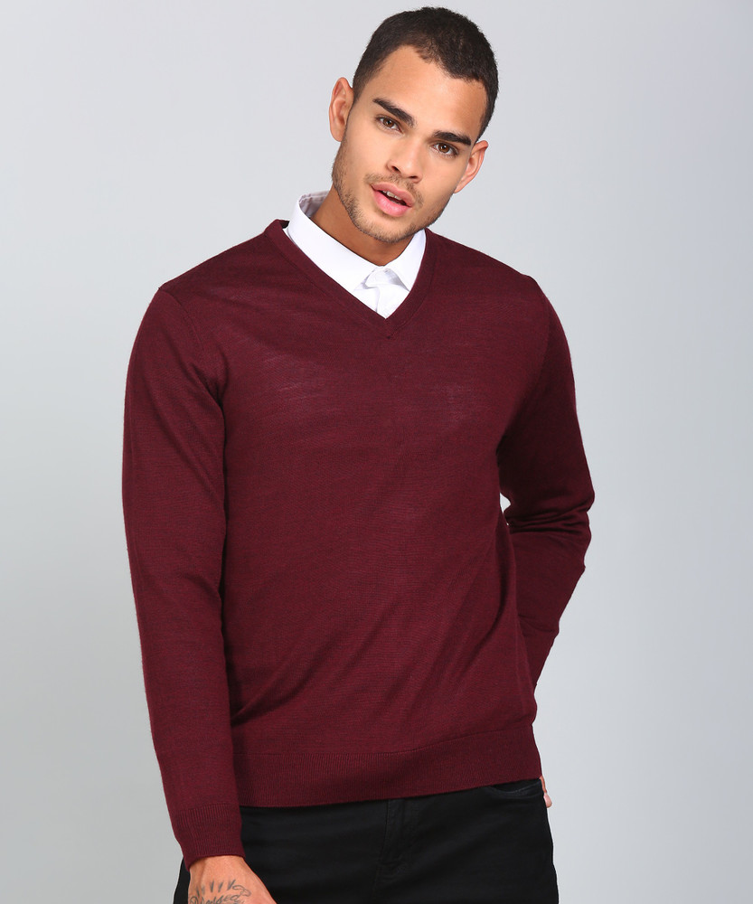 Maroon v neck sweater hot sale