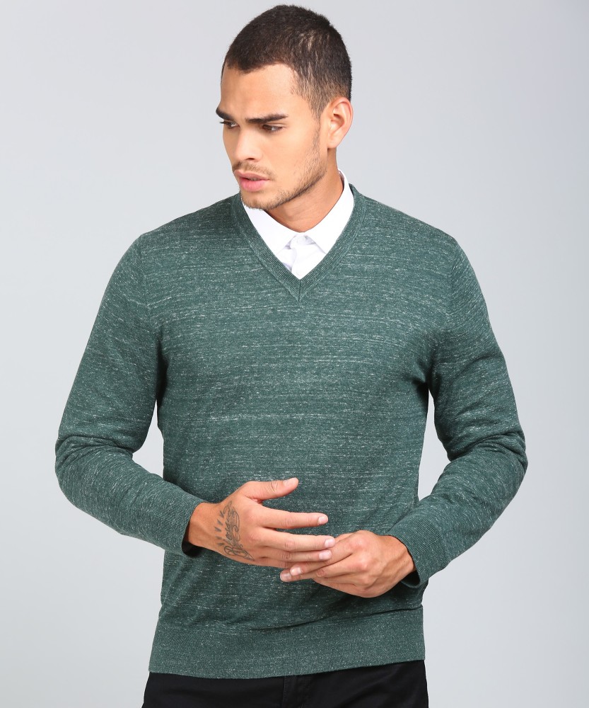 GAP Self Design V neck Casual Men Green Sweater Buy GAP Self