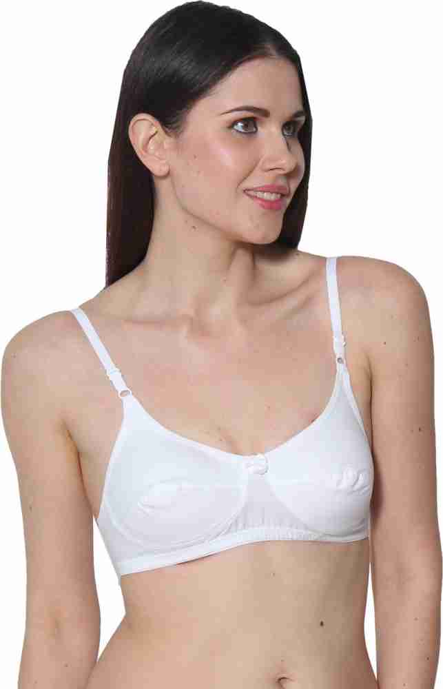 Buy Prestitia Full Coverage White Cotton Everyday Bra, White Cotton Bra, Broad Back Elastic White Cotton Bra