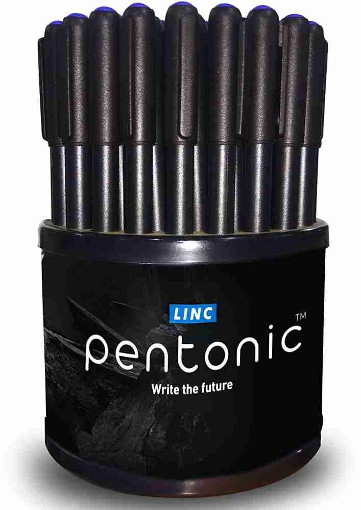 Linc Pentonic Premium Ball Point Pen, 50-Count, Black, Blue & Red