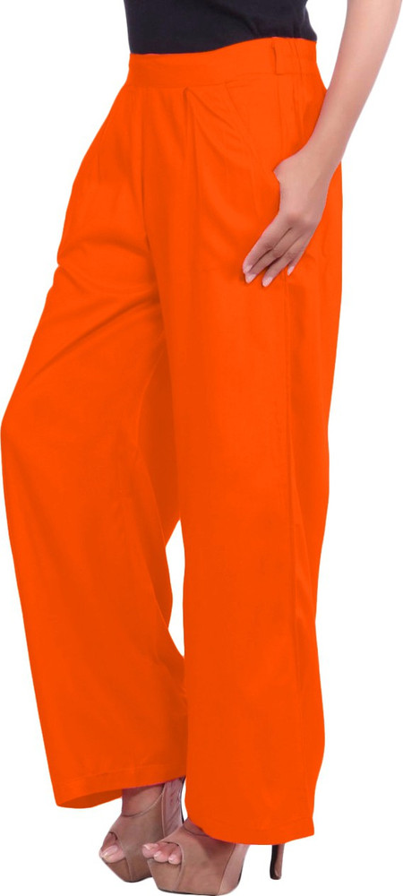Palazzo Eshop Regular Fit Women Orange Cream Trousers Buy