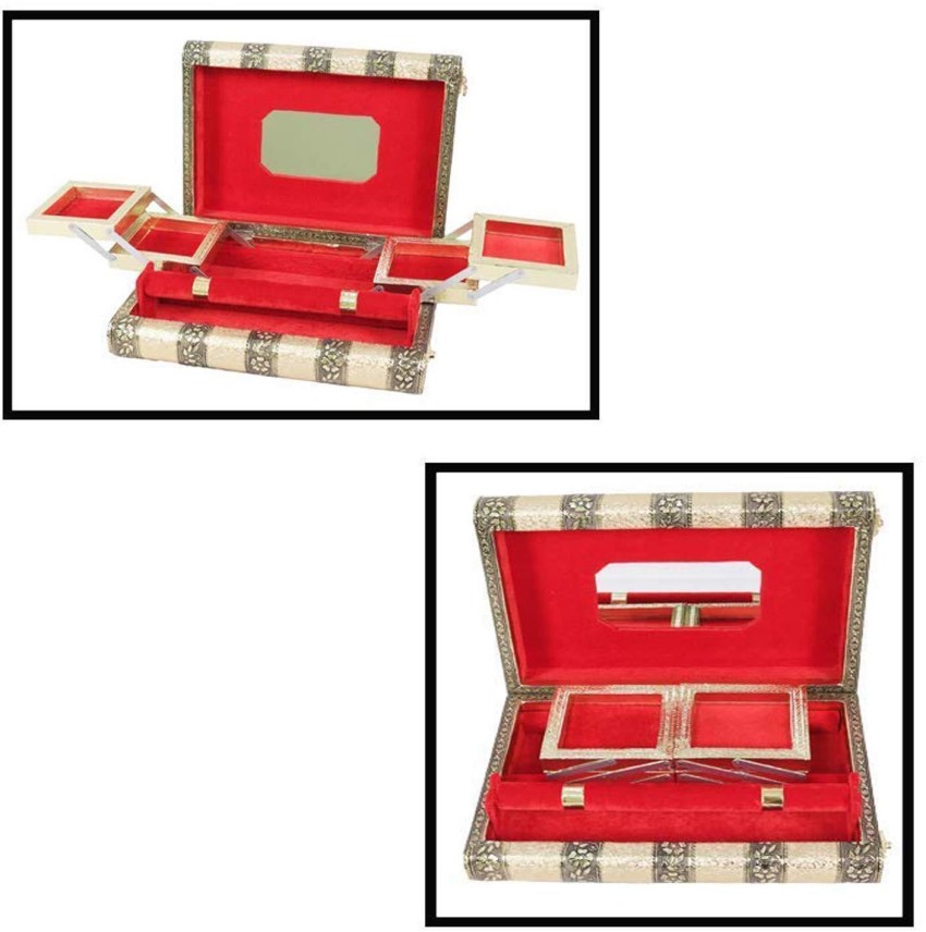 CLASSECRAFTS Pack of 2 Transparent PVC Make Up Kit Cum Jewellery Kit (red)  Makeup Bag Toiletries