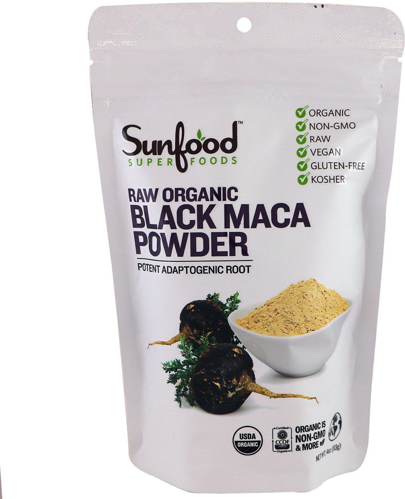 Sunfood Raw Organic Black Maca Powder 4 oz 113 g SFD 10118