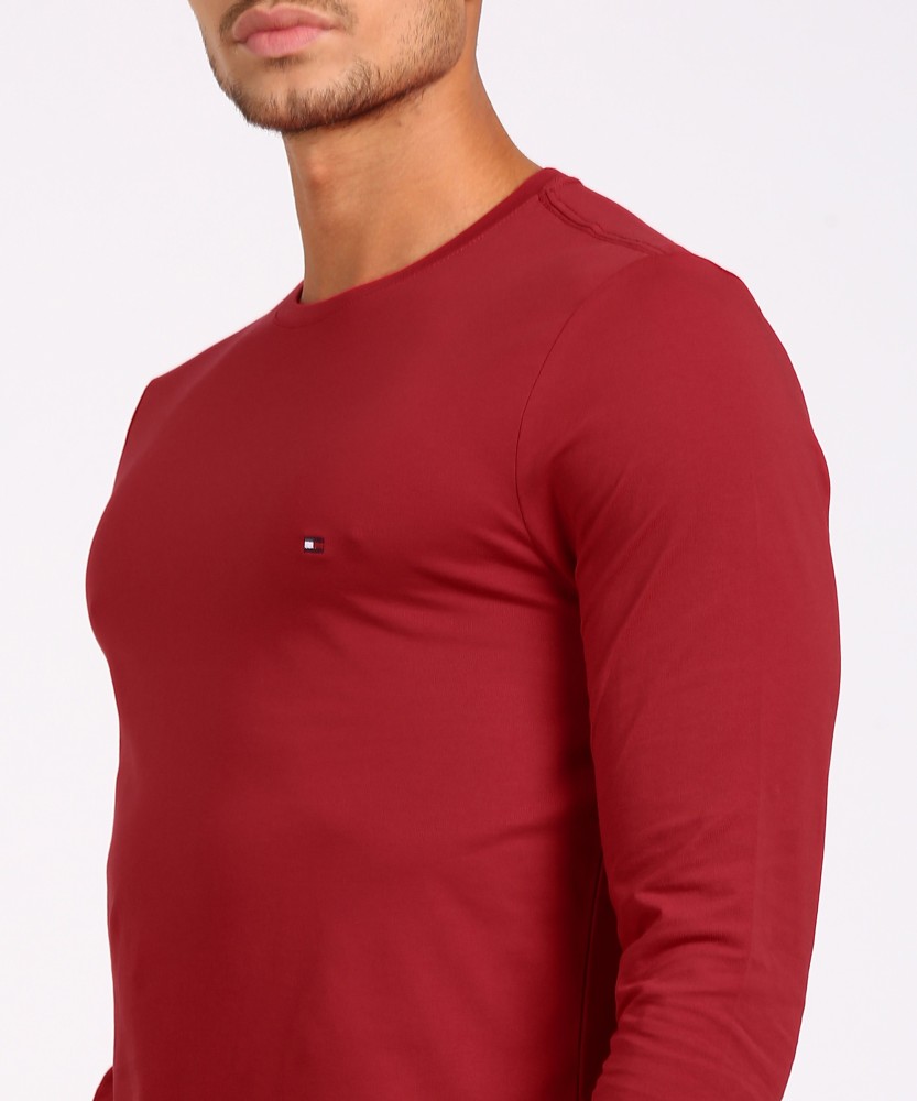 TOMMY HILFIGER Solid Men Round Neck Red T-Shirt - Buy TOMMY HILFIGER Solid  Men Round Neck Red T-Shirt Online at Best Prices in India