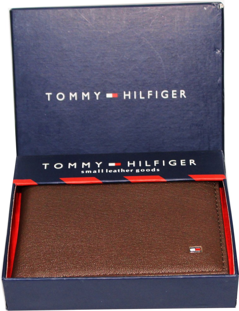 TOMMY HlLFlGER Men Casual Brown Genuine Leather Wallet Brown