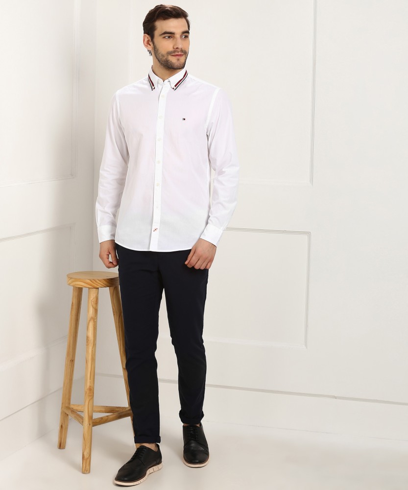 TOMMY HILFIGER Men Solid Casual White Shirt - Buy TOMMY HILFIGER Men Solid  Casual White Shirt Online at Best Prices in India