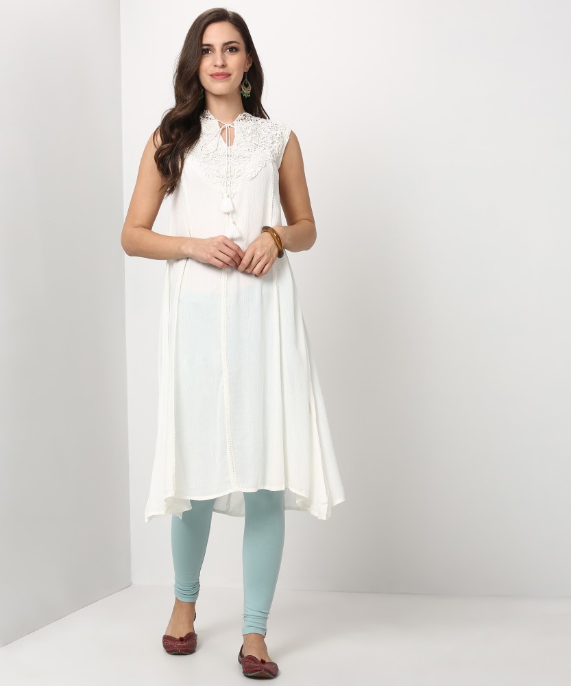 W Women Self Design Flared Kurta Buy WHITE W Women Self Design Flared Kurta Online at Best Prices in India Flipkart