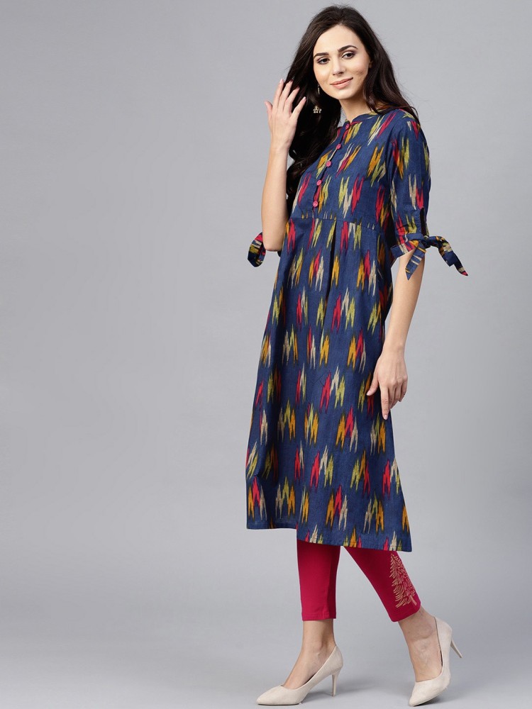 Ikkat kurti sale design 2019