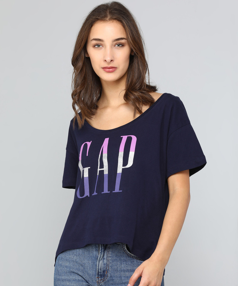 GAP Printed Women Round Neck Blue T Shirt Buy GAP Printed Women