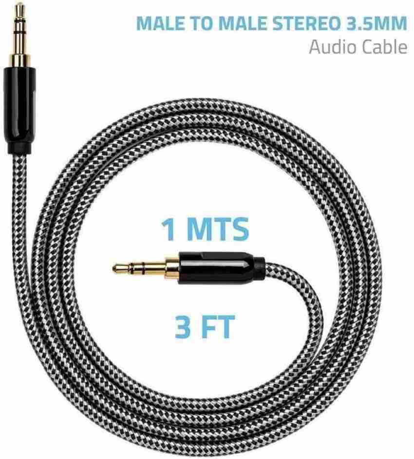 valonic cable audio court - 20cm - câble auxiliaire 3,5mm - male male -  cable jack pour voiture, TV, PC - noir - 0,2m cavo aux cord