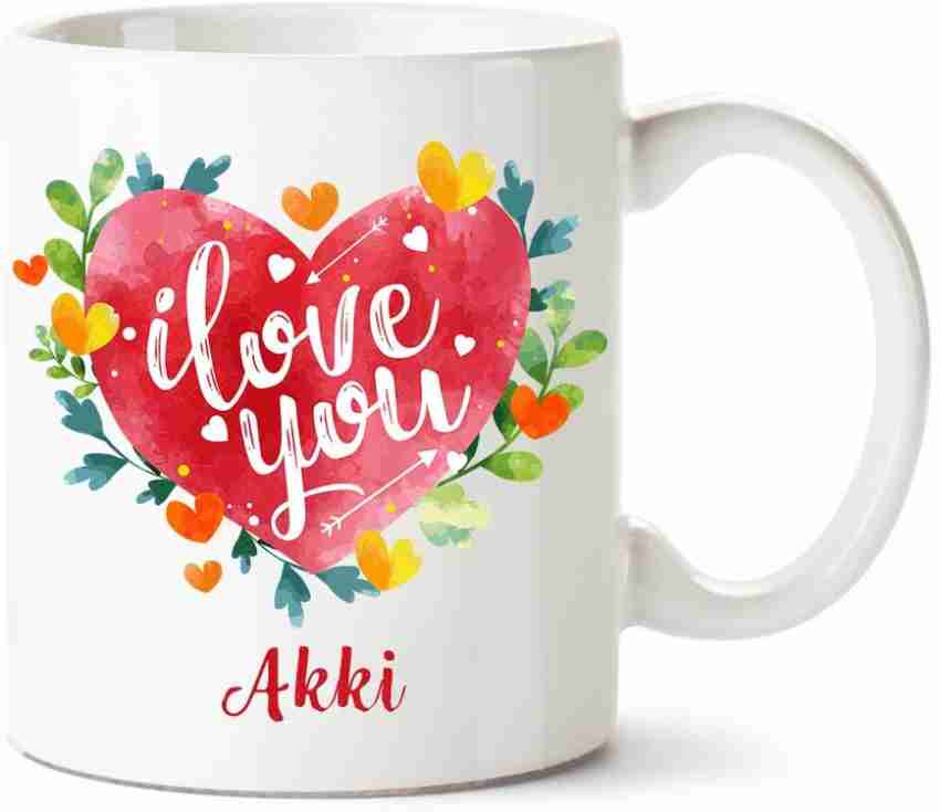 IBGift Akki I Love You Ceramic coffee Name Ceramic Coffee Mug