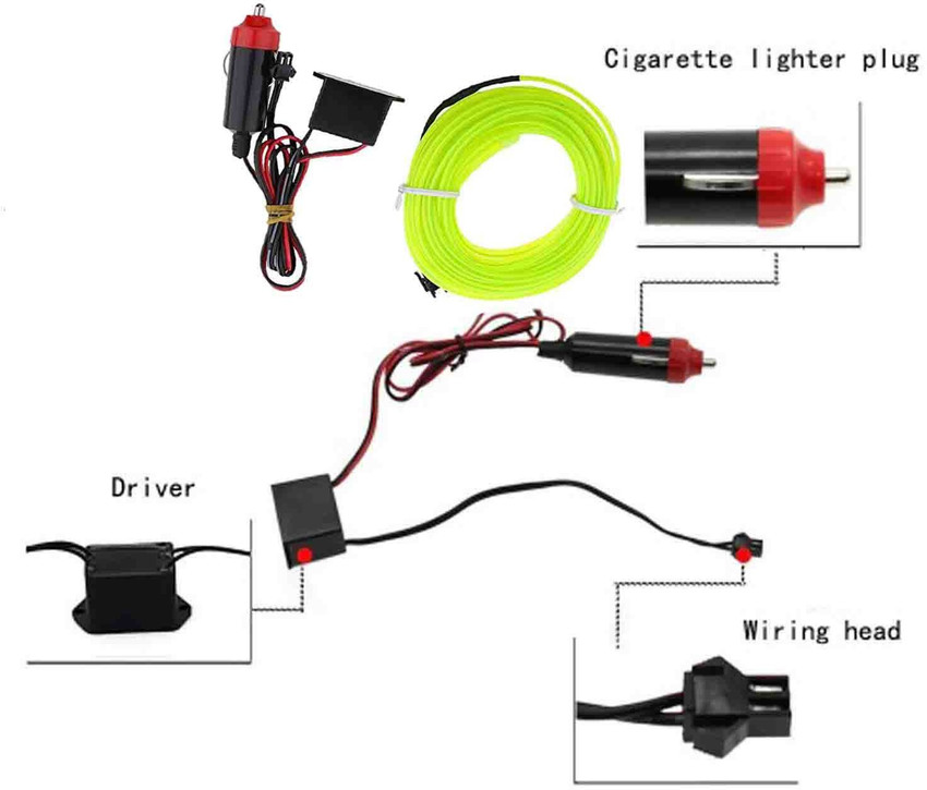 Led lights with outlet cigarette lighter plug
