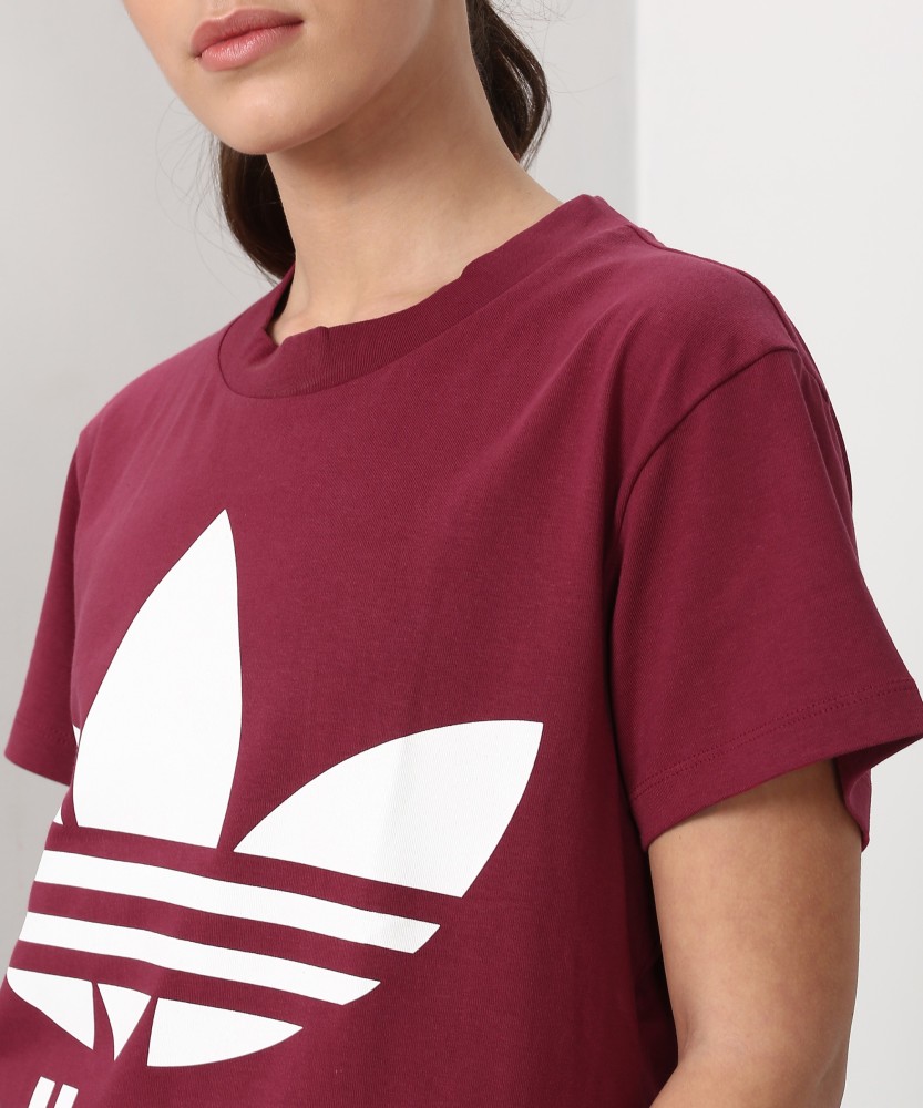 Adidas originals t shirt women's outlet maroon