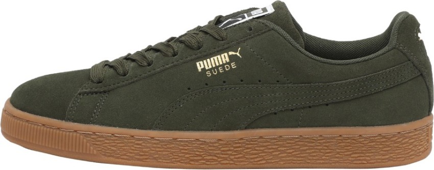 Puma mens suede shop classic trainers forest night/gold