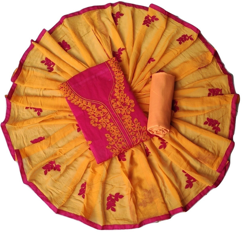 Skycrue Cotton Blend Embroidered Salwar Suit Material Price in India Buy Skycrue Cotton Blend Embroidered Salwar Suit Material online at Flipkart