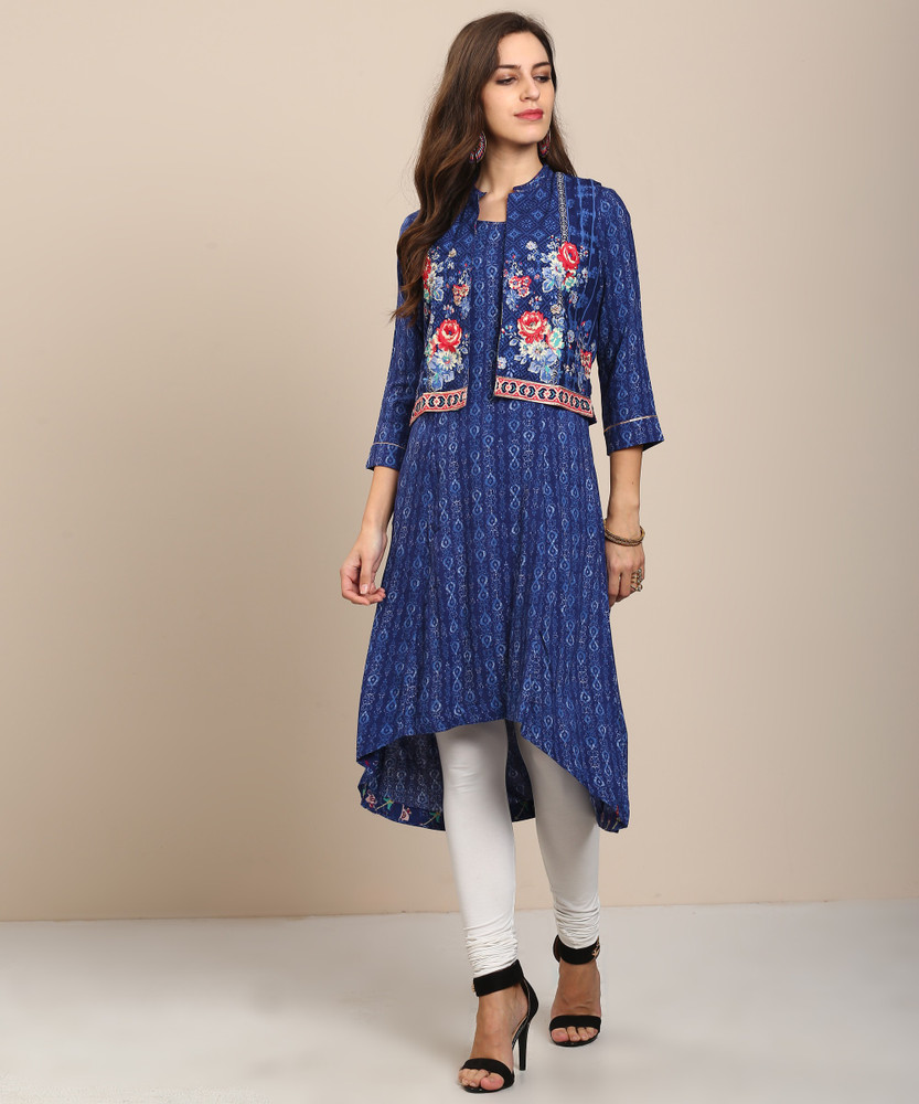 BIBA Women Printed High Low Kurta