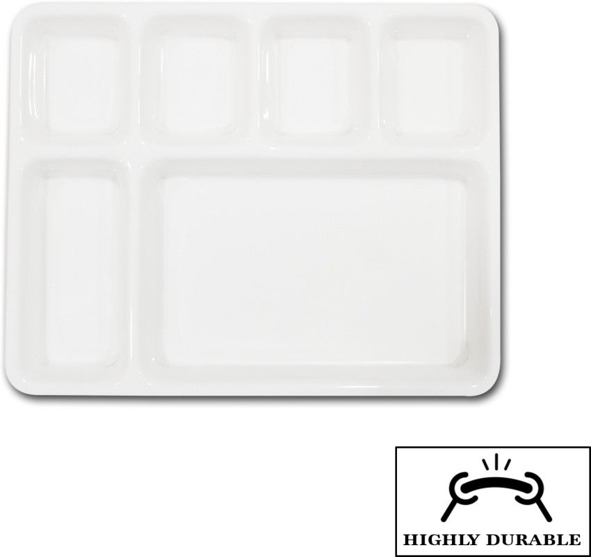 White 6 Compartment Plate with Lid -  - Virgin Plastic Thalis  & Price Match!