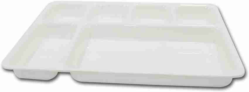 White 6 Compartment Plate with Lid -  - Virgin Plastic Thalis  & Price Match!