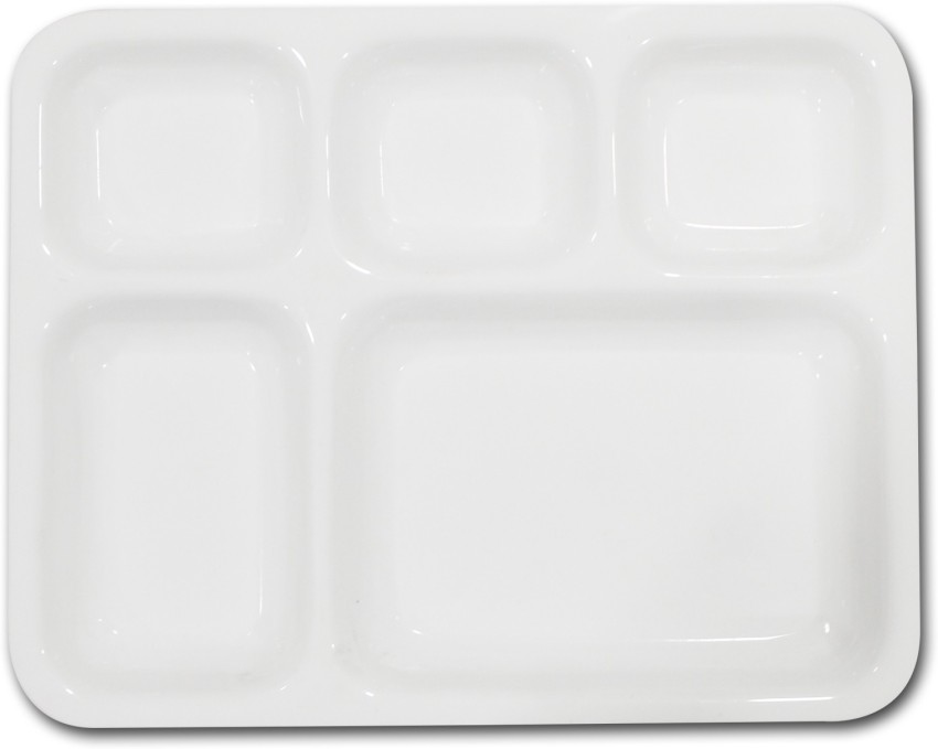 White 5 Compartment Plate -  - Virgin Plastic Thalis & Price  Match!