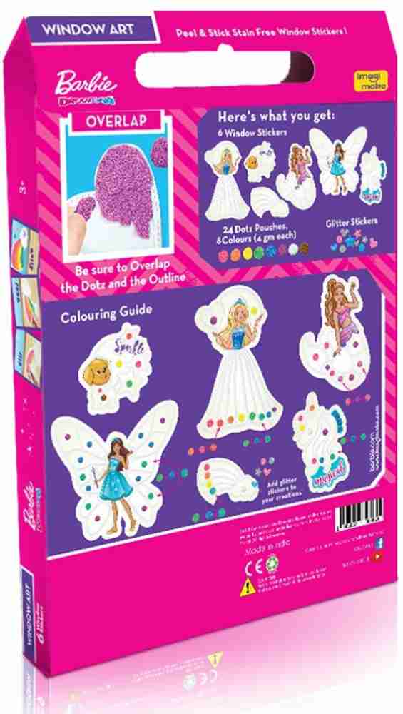 Imagimake Barbie Window Art Mini - Dotz Clay Playset - Barbie Themed DIY Kit  For Girls Above 3 Years - Barbie Window Art Mini - Dotz Clay Playset -  Barbie Themed DIY