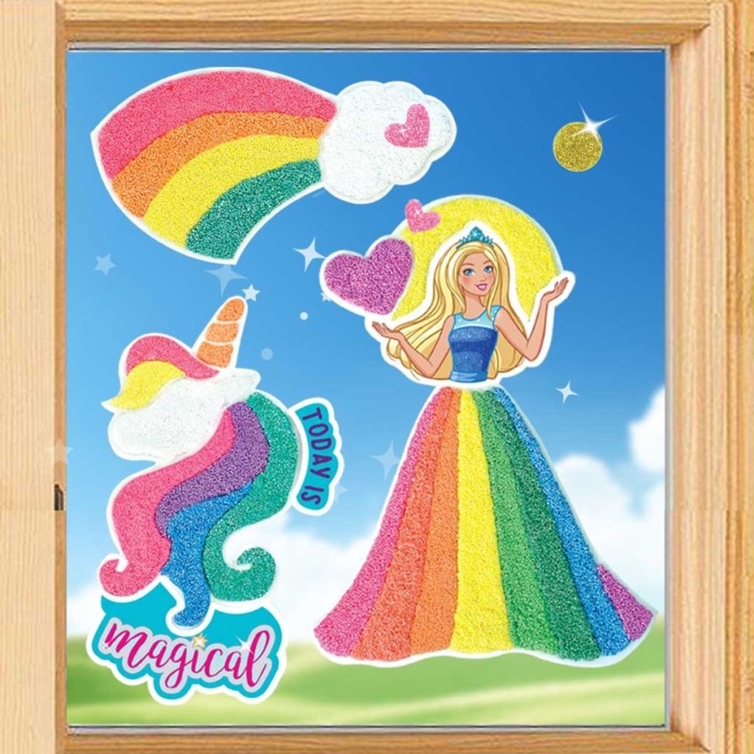 Imagimake Barbie Window Art Mini - Dotz Clay Playset - Barbie Themed DIY Kit  For Girls Above 3 Years - Barbie Window Art Mini - Dotz Clay Playset -  Barbie Themed DIY