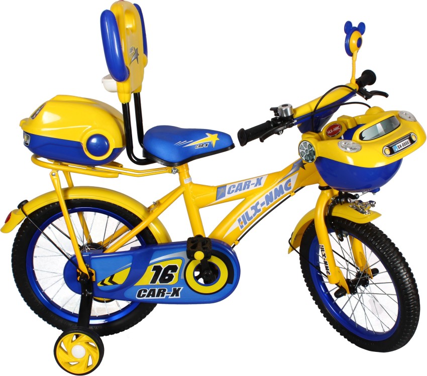 HLX NMC Car design premium 16 inch kids bicycle Blue Yellow 14 T Recreation Cycle Price in India Buy HLX NMC Car design premium 16 inch kids bicycle Blue Yellow 14