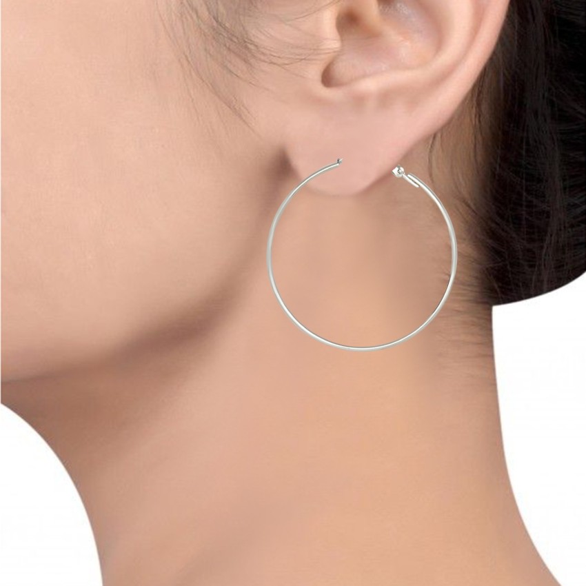  Buy ACCESSHER Silver Color Silver hoops Brass