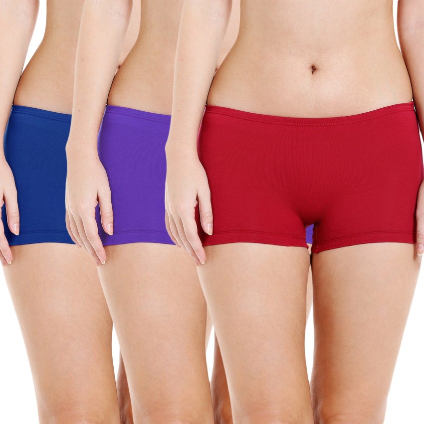 Bodycare Womens Cotton Spandex Multicolor Solid SHORTY Briefs-Pack