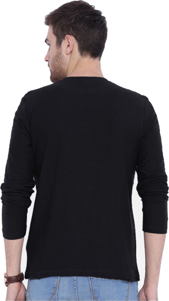 CLAfoutis Solid Men Henley Neck Black T-Shirt - Buy CLAfoutis Solid Men  Henley Neck Black T-Shirt Online at Best Prices in India