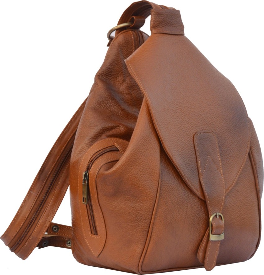 Genwayne Leather Double Shoulder Travel Bucket Bag