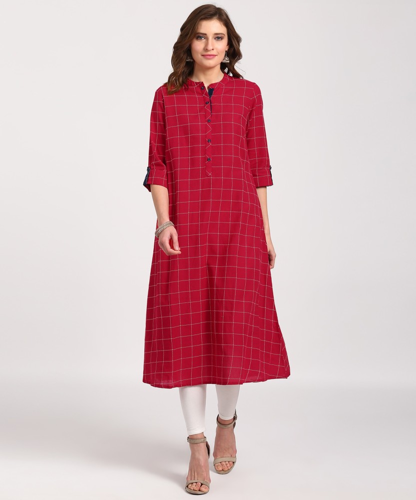 Rangmanch by Pantaloons Women Checkered A line Kurta Buy Rangmanch by Pantaloons Women Checkered A line Kurta Online at Best Prices in India Flipkart