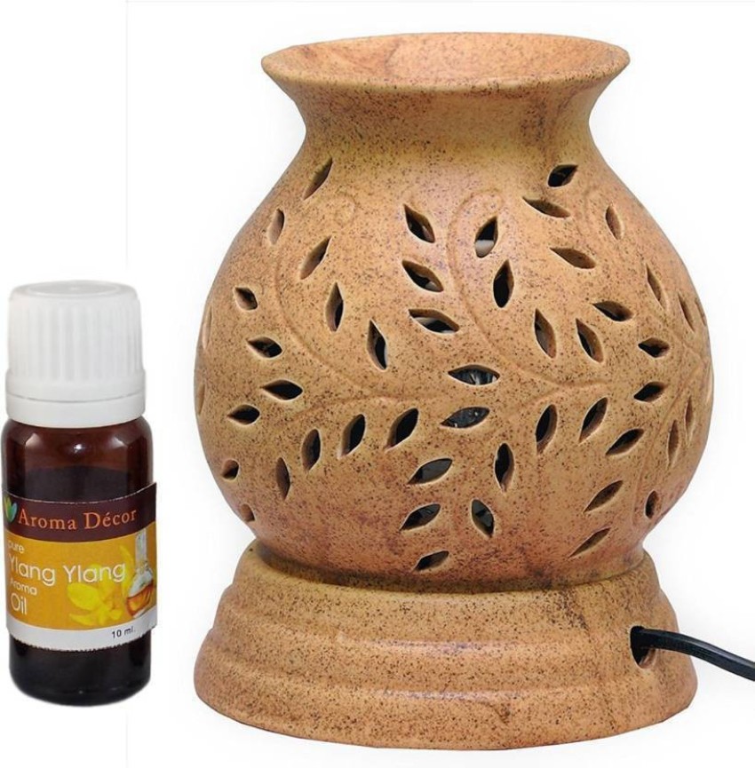 Bright Shop Ceramic Electric Aroma Oil Burner Pot Shape Aroma Burner Natural Air Fragrance For Office Home Brown Colour Electric Diffuser Diffuser