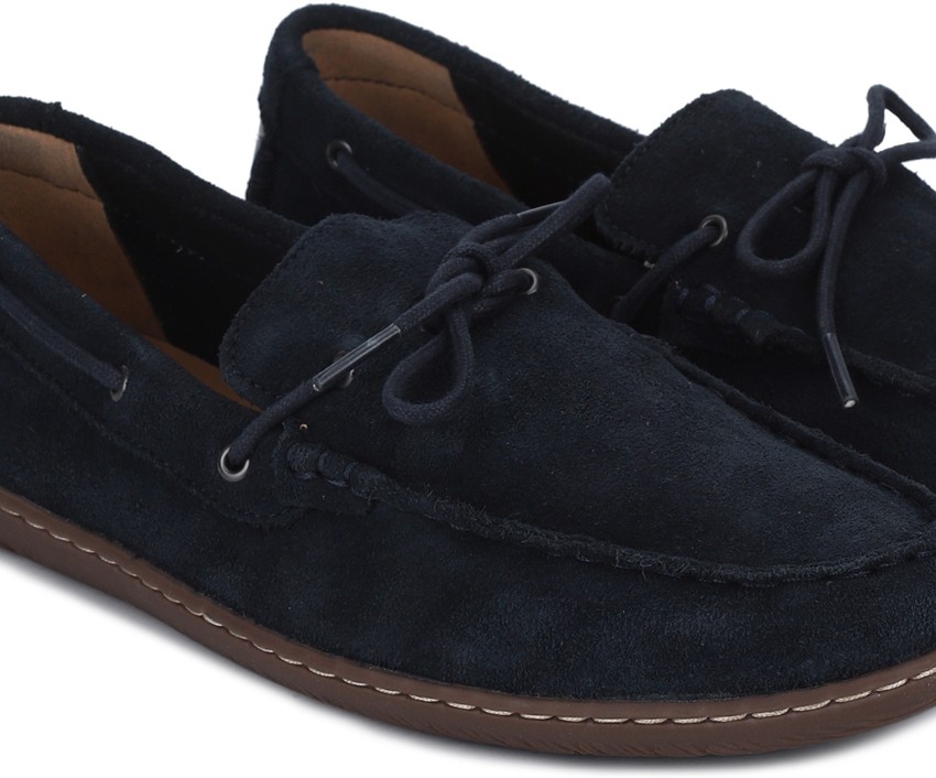 Clarks navy sales suede shoes