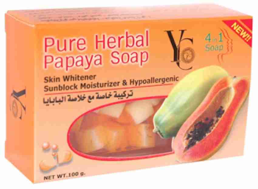 YC pure herbal papaya soap skin whitener 4 in 1 Price in India