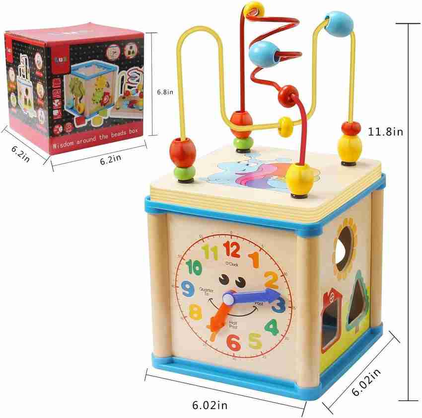 Wooden box toy with beads top