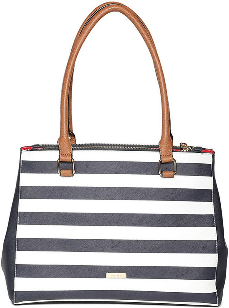 Navy and white striped store handbag