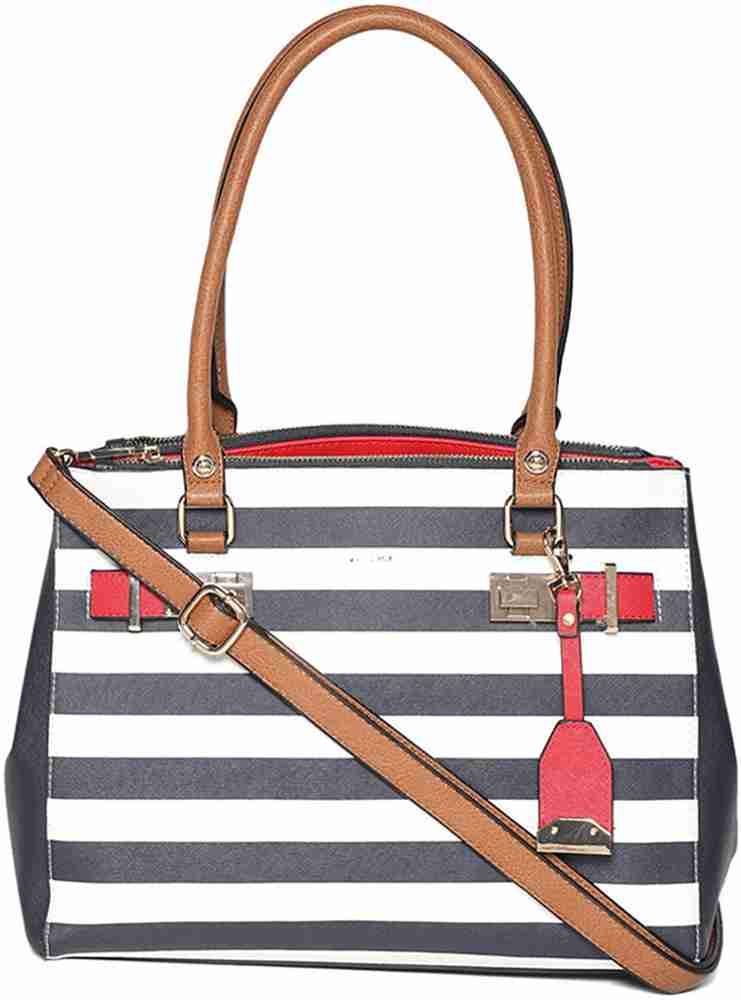 Navy and white striped purse top