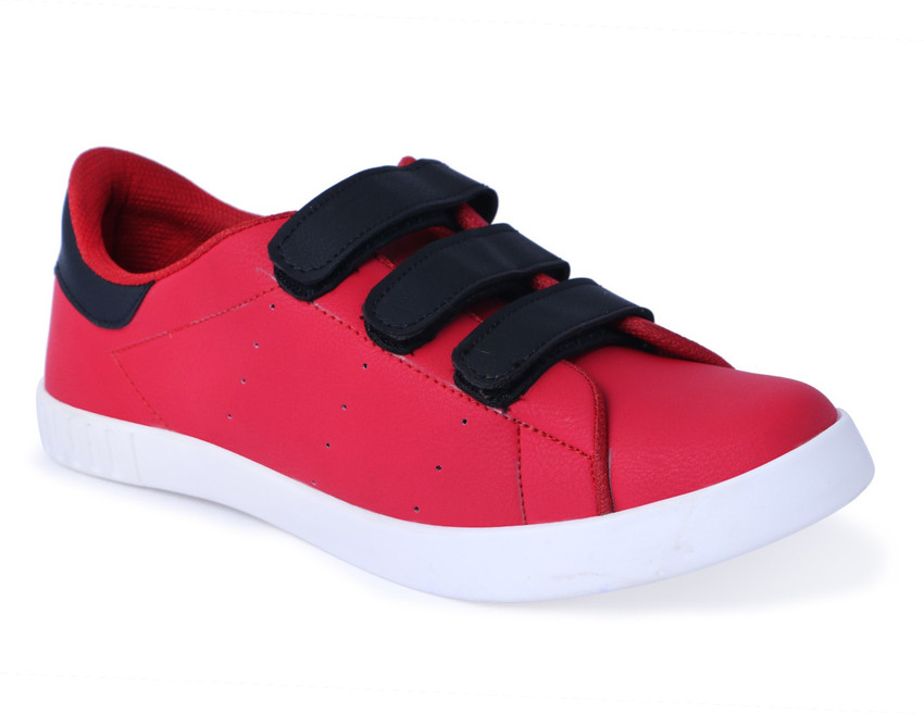 Red best sale velcro shoes
