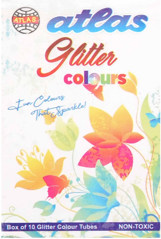 Atlas Colours sparkle glitter Tubes, Set of 10 Different  colours 